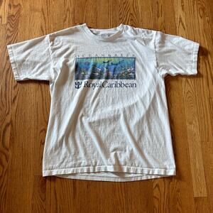 Vintage 90's Ocean and Reef Royal Caribbean Cruise Lines White Tee Shirt Sz XL